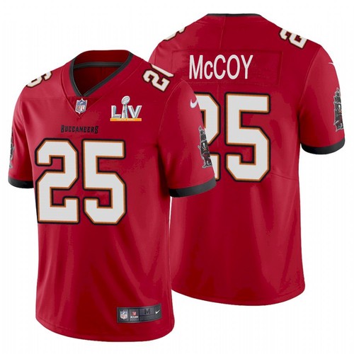 Men's Tampa Bay Buccaneers #25 LeSean McCoy Red NFL 2021 Super Bowl LV Limited Stitched Jersey
